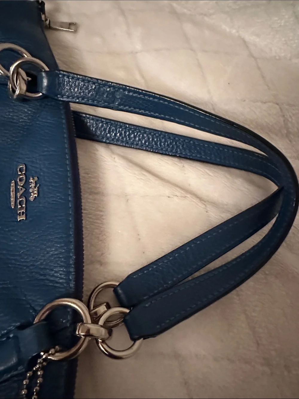 Coach Teal Leather Tote with Gold Hardware